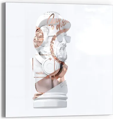 Produktbild von DEQORI Glasbild Echtglas 30x30 cm 'Antike Büste aufgepeppt' Wandbild Bild modern Deko