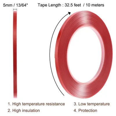 Produktbild von Doppelseitiges Klebeband,Wiederverwendbares Extra Starkes Klebeband 13/64 Inch x 32.5Ft 0.5mm Dicke