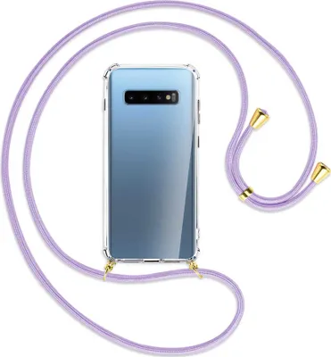 Produktbild von Handykette Backcover-Schutzhülle mit Band (Metall goldfarben) für Samsung Galaxy S10+ / S10 Plus - violett