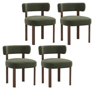 Produktbild von 4er-Set Esszimmerstühle aus Massivholz, klares und warmes Design, abgerundete Rückenlehne passend zur Rückenkontur, optimaler Komfort, Grün