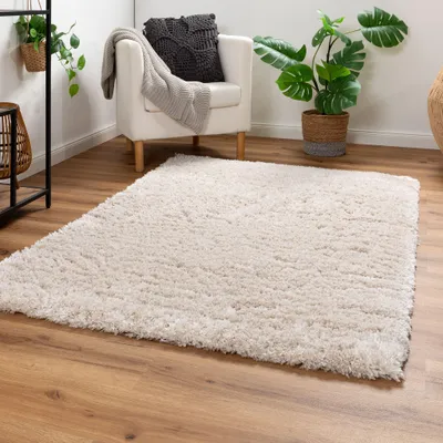 Produktbild von Steffensmeier Hochflor Teppich Bilbao | Shaggy Langflor Teppich Wohnzimmer, Schlafzimmer, Creme, Größe: 200x290 cm