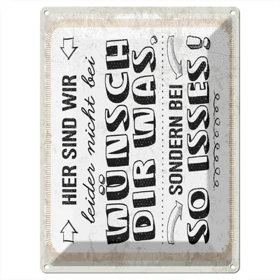 Produktbild von Blechschild Wandbild in : Brillante Farben, Größe 30 x 40 cm Motiv Blechschild Spruch 30x40 cm nicht bei wünsch Dir was sondern bei so isses Schild