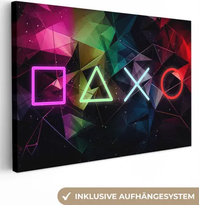 Produktbild von Wanddeko 120x80 cm - Spiele - Modern - Spiel - Neon - Spielzimmer, Deko, Deko Wohnzimmer, Bilder, Wanddeko