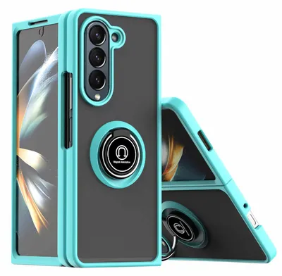 Produktbild von Für Samsung Galaxy Z Fold5 5G TPU / PC Design Ring Magnet Cover Handy Tasche Hülle Hellblau Etuis