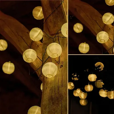 Produktbild von Darmowade-LED Outdoor Lichterkette Solar Outdoor 5m 20 Laterne IP44 wasserdichte Dekoration Solar / batteriebetriebene Gartenterrasse Balkon