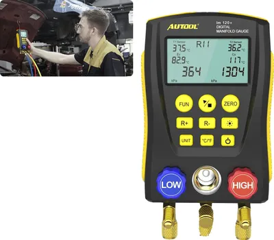 Produktbild von Digitales Manifold, Dualdruckprüfung, Dualtemperaturprüfung, Großes LCD-Display, Ergonomisches Design, Geeignet für HVAC-Systeme