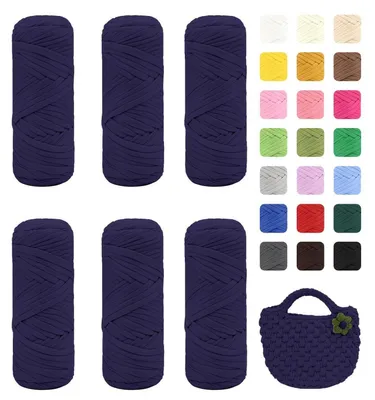Obrázok produktu pre Balenie priadze T-Shirt Garn, 1200 g, 6 motúdzí (200 g/75 m), námorná modrá, polyester, vhodné na háčkovanie a pletenie