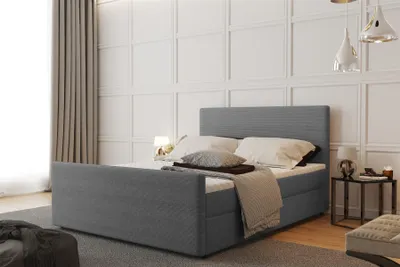 Produktbild von Boxspringbett Schlafzimmerbett CARO 160x220cm Stoff Scala Grau