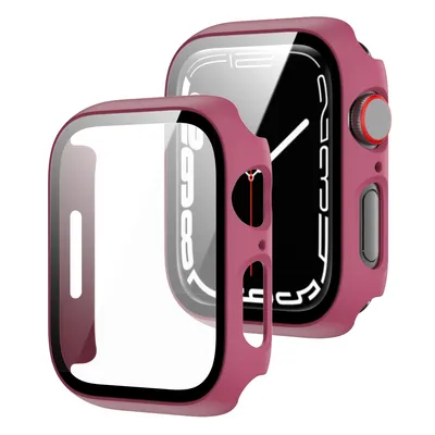 Obrázek produktu pro Pro Apple Watch 9 8 7 41mm 2 v 1 TPU silikonový kryt + tvrdé sklo Fialová