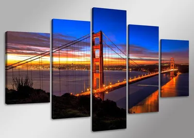 Produktbild von 5512 Golden Gate Bridge Leinwandbild 5-teilig 160x80 cm
