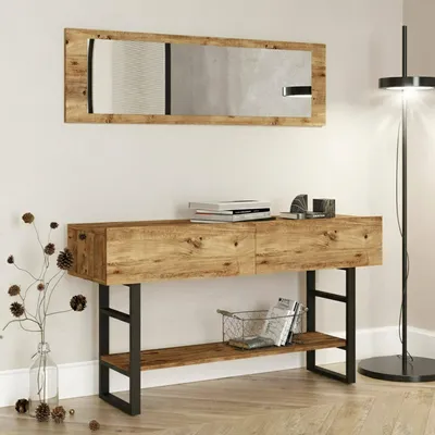 Image de Izo - Console, 139x43x76h cm Chêne Marron, une Étagère
