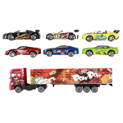 Produktbild von Toi-Toys Metal Truck mit 6 Rennwagen