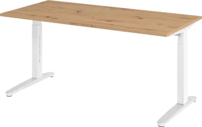 Produktbild von bümö Schreibtisch Serie-XB - Größe:  160 x 80 cm, Nachbildung: Asteiche, Gestell: Weiß/Alu poliert