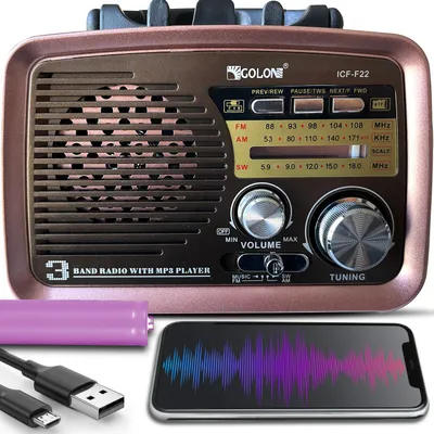 Produktbild von Retro radio Bluetooth AM FM SW Przenośne radio Obsługuje USB Gniazdo kart SD Przenośne radio Zasilane bateryjnie Drewniana obudowa Radio retro