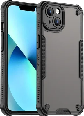Immagine prodotto di Custodia protettiva per iPhone 13, retro traslucido opaco, custodia bumper in TPU Nero