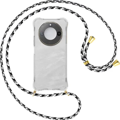 Produktbild von Handykette Backcover-Schutzhülle mit Band (Metall goldfarben) für Honor X60 5G - schwarz/grau/weiß