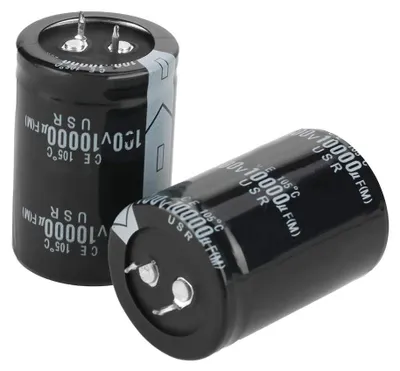 2x 10.000 µF Elko 100 V, 105 °C, 35×50 mm, niedrige Impedanz