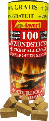 Zdjęcie produktu dla Favorit Anzündestiks Naturholz; Praktische Anzünder aus Echtholz und Wachs - 100