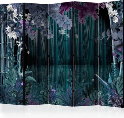 Obrázok produktu pre Paraván jednostranný Kvety 225x172 cm 5-dielny modrý