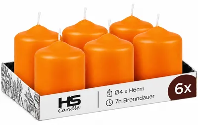 Produktbild von Stumpenkerzen Ø4cm x 6cm - 6er Pack Orange