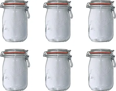 Image de Lot de 6 bocaux en verre 1l - Le Parfait - 900507 - super