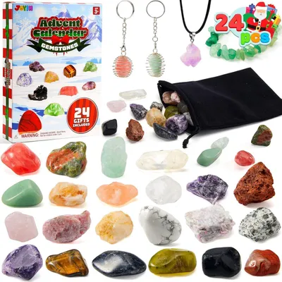 Produktbild von Adventskalender mit 24 Edelsteinen und Lupe für Kinder