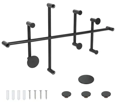 Image de Porte-manteau mural en métal, 10 crochets, noir, crochet de porte-manteau pour vestes
