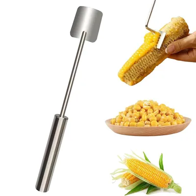 Produktbild von Maiskolben Schneider Edelstahl, schneller Maiskorn Abstreifer mit langem Griff, sicher & effizient, Küchenhelfer für Haushalt, Restaurant & Camping
