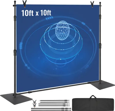 Produktbild von VEVOR Fotohintergrund Professioneller Fotografie Hintergrund 3048 x 3048 mm Hintergrundstoffgröße Studio-Requisiten Hintergrund Verstellbar, Pfeifen- und Vorhangständer Hochzeiten, Party-Setups
