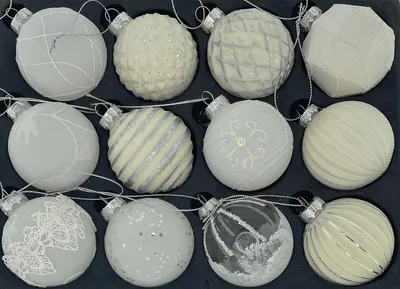 Obrázok produktu pre Sada sklenených ozdôb, 12 kusov, priemer 6 cm, vianočný stromček