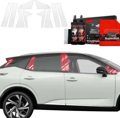 Zdjęcie produktu dla Folia ochronna 10 w 1 Grizz Protector na słupki A, B i C – Nissan Qashqai 3 po modernizacji (2024–2025)