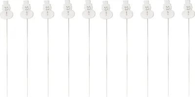 Produktbild von Blumen-Stecker Schneemann weiß mit Metallstab 10 Stück