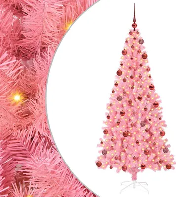 Image de vidaXL Arbre de Noël avec 300 LED avec support Rose 180 cm PVC