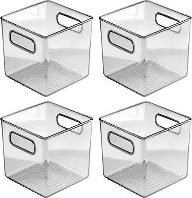 Produktbild von Kühlschrankbox mit Griffen 4er Set Aufbewahrungsbox Kunststoff mDesign rauchgrau