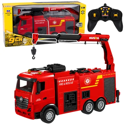 Immagine prodotto di Huina RC camion dei pompieri con gru e cannone ad acqua 1:18