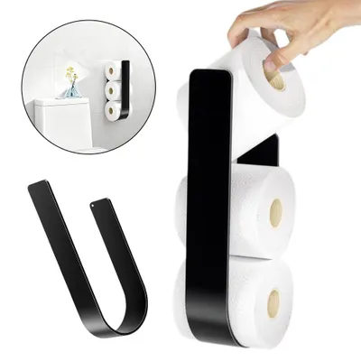 Produktbild von Toilettenpapier Aufbewahrung Schwarz, Selbstklebender Klopapier Aufbewahrung, Toilettenpapierhalter Ohne Bohren, Klorollenaufbewahrung Für 2-3 Rollen