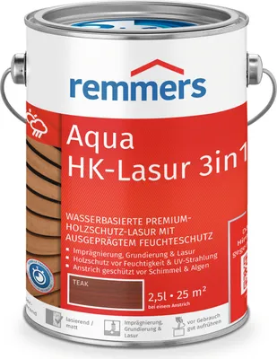 Produktbild von Remmers Aqua HK-Lasur 3in1 teak (RC-545) 2,5 l, Holzlasur