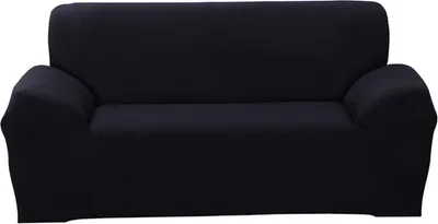 Produktbild von ele ELEOPTION Sofahusse Stretchhusse Sofabezug Polyester Rippstrick (Schwarz, 3 Sitzer für Sofalänge 185-230cm)