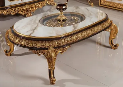 Produktbild von Casa Padrino Luxus Barock Couchtisch mit Glasplatte Weiß / Dunkelbraun / Gold - Prunkvoller Massivholz Wohnzimmertisch im Barockstil - Barock Wohnzimmer Möbel - Edel & Prunkvoll