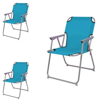 Produktbild von 3 Stück Campingstuhl Stoff Oxfort Metall Petrol