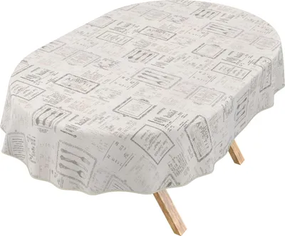 Produktbild von Tischdecke 3.0 Zeitlos Vintage Grau Oval 240x140cm Band Wachstuch abwaschbar