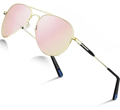Productafbeelding van Zonnebril, pilotenmodel, dames/heren, metalen frame, retro, UV400, gepolariseerd, roze / spiegelend