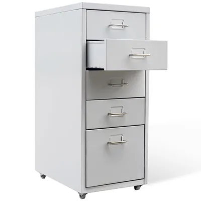 Produktbild von vidaXL Registerschrank mit 5 Schubladen Grau 68,5 cm Stahl
