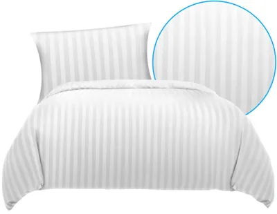 Produktbild von Hotelbettwäsche 100% Baumwolle Damast Streifen 20 mm Weiß 50x70cm