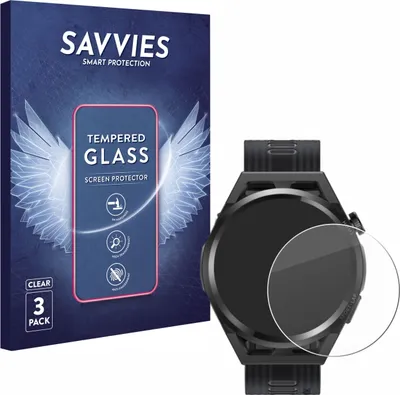 Produktbild von 3x Savvies Schutzglas für Huawei Watch GT Runner Displayschutz 9H Glas klar transparent
