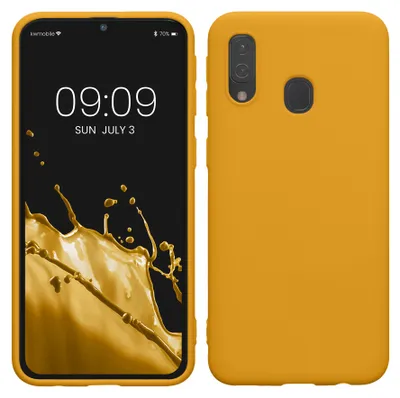 Produktbild von kwmobile Handyhülle für Samsung Galaxy A40 Hülle - TPU Case - Kabelloses Laden - Schutzhülle Cover in Honiggelb