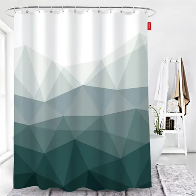 Productafbeelding van Douchegordijn met kleurverloop, 240 x 200 cm, waterafstotend, schimmelwerend, groen, 240 x 200 cm