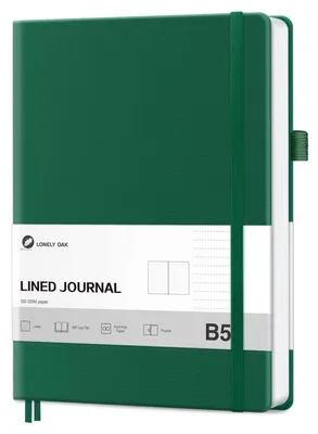 Image de Cahier B5, format ligné, couverture rigide, papier premium de 120 g/m², 160 pages, couleur verte