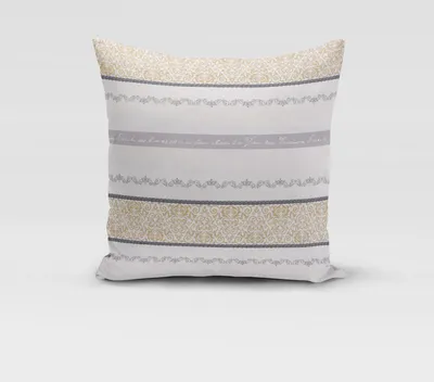 Produktbild von SCHÖNER LEBEN. Kissenhülle Streifen Ornamente ecru grau beige Größe 80x80cm (HxB) 80x80cm (HxB) Größe