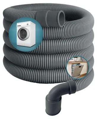 Ablaufschlauch 1,5 m, 22 mm gewinkelt/19 mm gerade, 0,5 bar, 60 °C